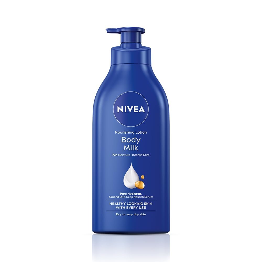 nivea nourishing body milk 600ml body lotion with hyaluronic acid | 72hr hydration | deep moisture care for very dry skin | enriched with almond oil | smooth, radiant & healthy looking skin care nivea nourishing body milk 600ml body lotion with hyaluronic acid | 72hr hydration | deep moisture care for very dry skin | enriched with almond oil | smooth, radiant & healthy looking skin care