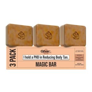 Home ghar soaps sandalwood & saffron magic bar for bath (300 gms pack of 3) | paraben free | chandan & kesar bath soap | handmade soaps for glowing | skin brightening soap for men & women